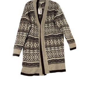 Women's Long Jessica Simpson Large Brown Acrylic Cardigan Sweater